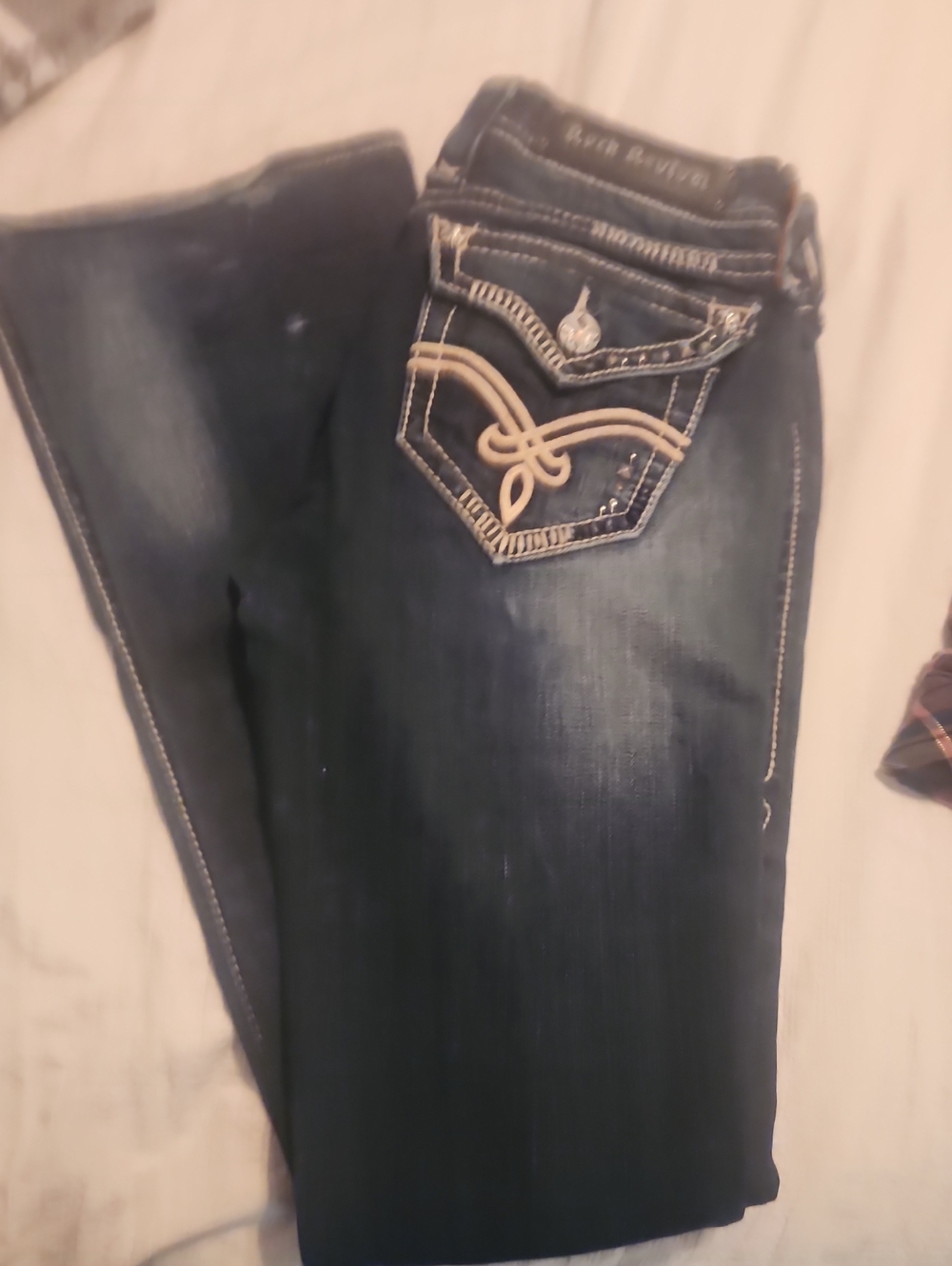 Rock Revival Dark Wash Women's Jeans with Embroidered Pocket Detail